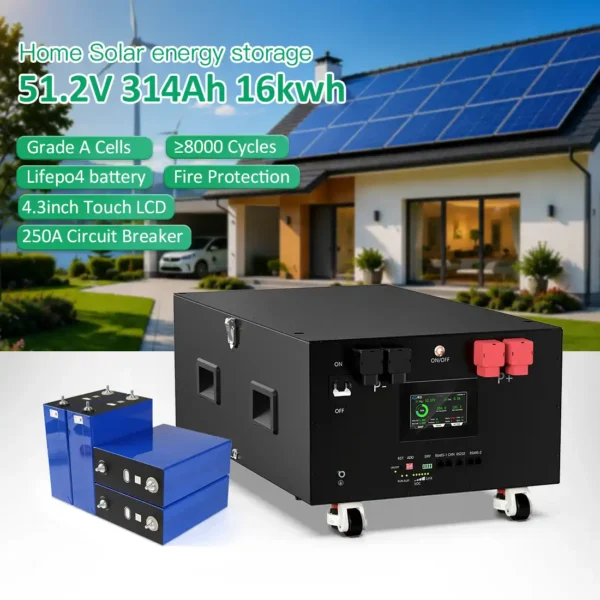 51.2V 16kWh Stacked LiFePO₄ Battery | EU Stock | Home Energy Storage A1
