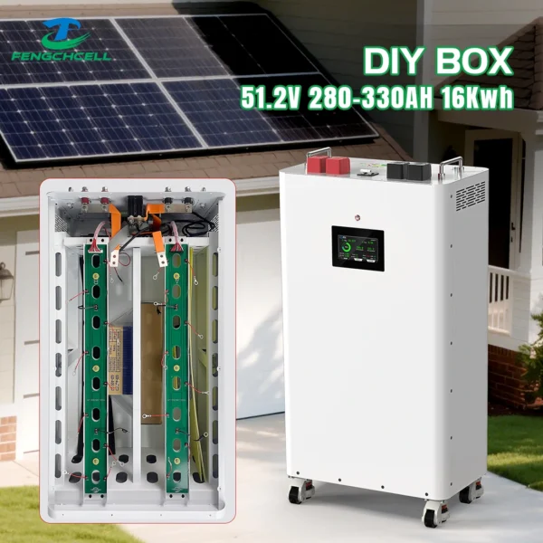 V3 16S 51.2V LiFePO4 Vertical DIY Battery Box Kit with JK BMS V19 | 15kWh Solar Storage Assembly Solution