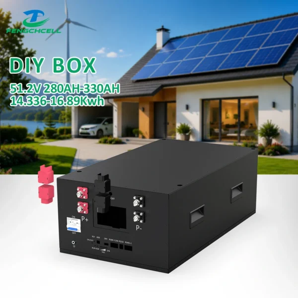 A3 51.2V LiFePO₄ Battery Box Enclosure | 16S Horizontal Housing for 280-320Ah Cells
